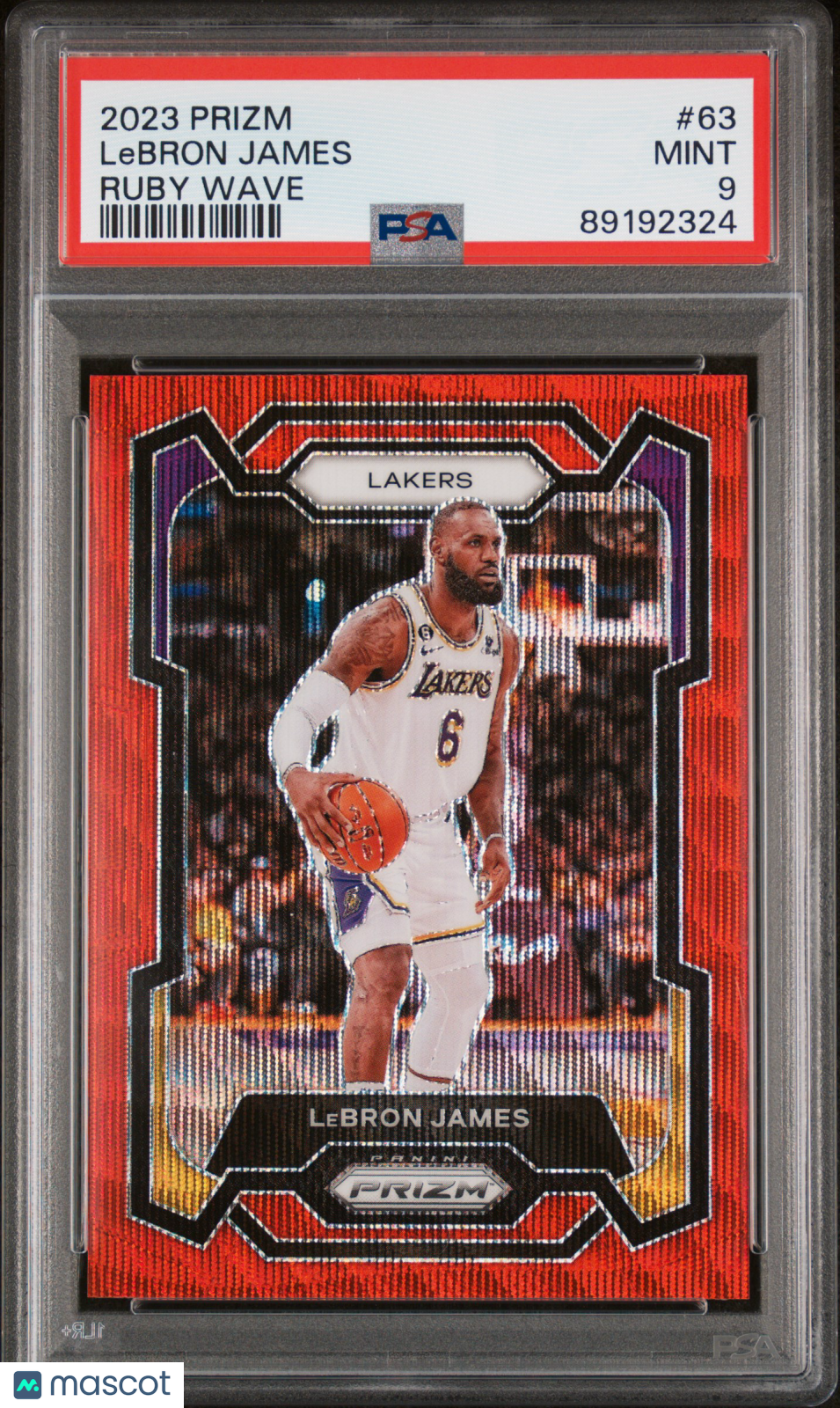 LeBron James 2023 Panini Prizm Ruby Wave #63 PSA 9