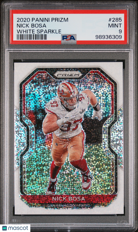 2020 Panini Prizm Nick Bosa White Sparkle #285 PSA 9