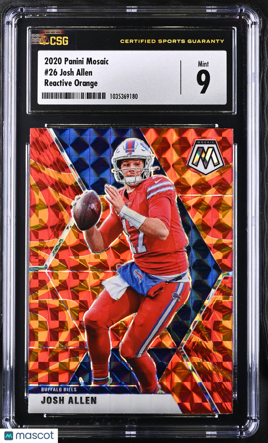 2020 Panini Mosaic Josh Allen Reactive Orange #26 CGC 9