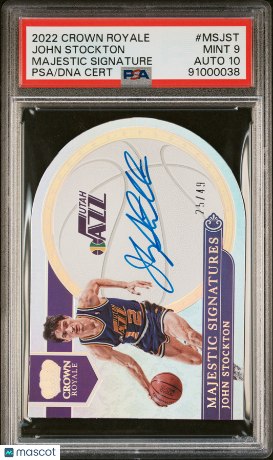 John Stockton 2022 Panini Crown Royale Majestic Signature /49 #MSJST PSA 9