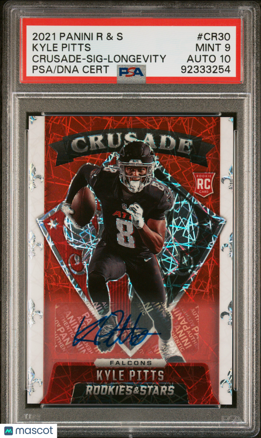 Kyle Pitts 2021 Panini Rookies & Stars Crusade Auto Longevity /25 PSA 9 RC