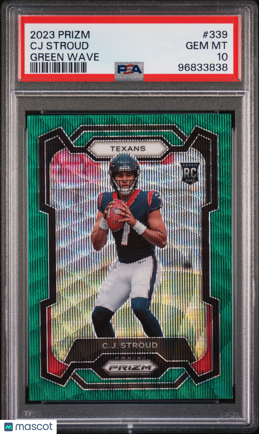 CJ Stroud 2023 Panini Prizm Green Wave #339 PSA 10 RC