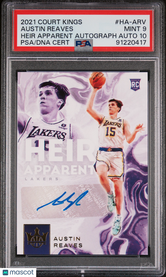 Austin Reaves 2021 Panini Court Kings Heir Apparent Autograph #HA-ARV PSA 9 RC