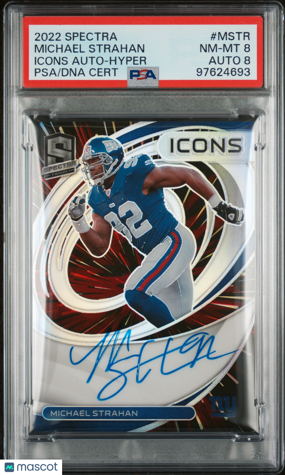 2022 Panini Spectra Michael Strahan Icons Auto Hyper /15 #MSTR PSA 8