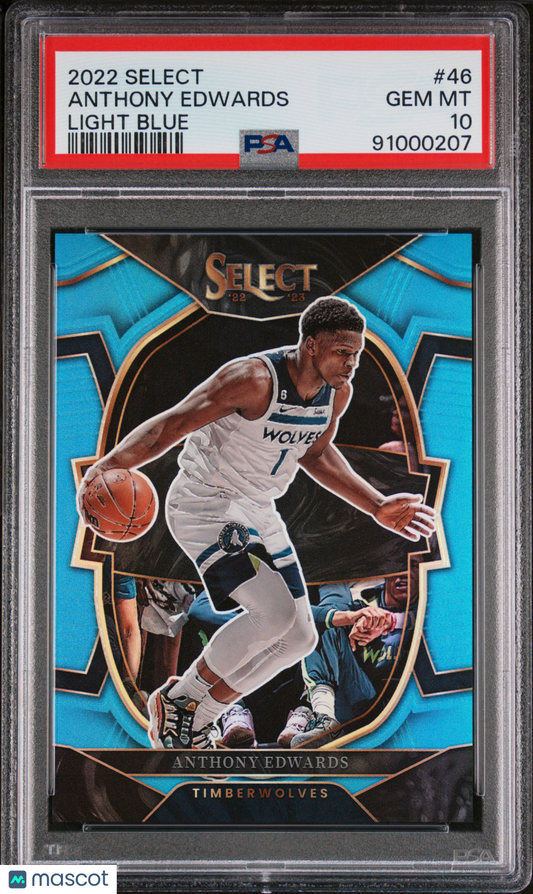 2022 Panini Select Anthony Edwards Light Blue /299 #46 PSA 10