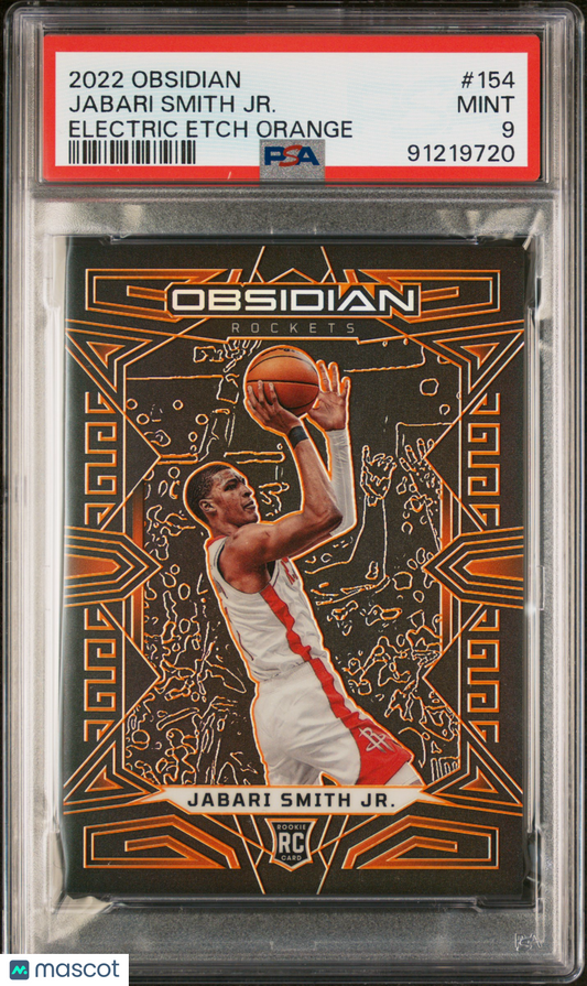 2022 Panini Obsidian Jabari Smith JR. Electric Etch Orange /50 #154 PSA 9