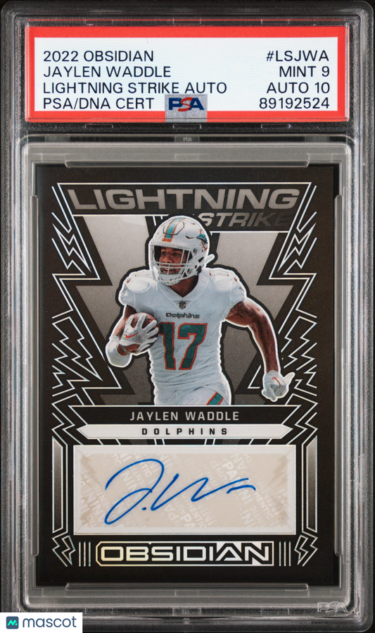 2022 Panini Obsidian Jaylen Waddle Lightning Strike Autograph /100 #LSJWA PSA 9