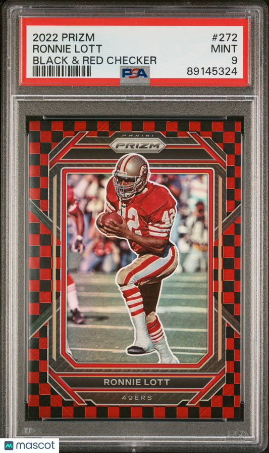 2022 Panini Prizm Ronnie Lott Black & Red Checker #272 PSA 9