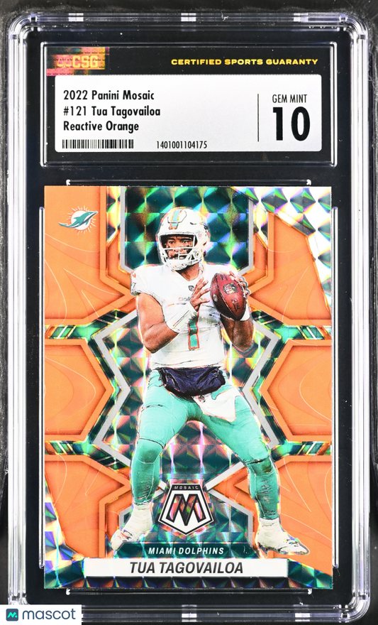 2022 Panini Mosaic Tua Tagovailoa Reactive Orange #121 CGC 10