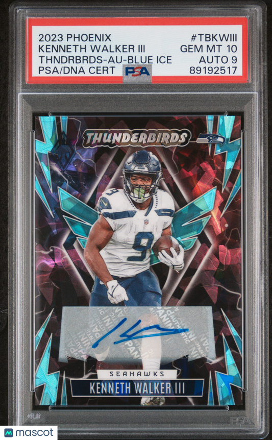 2023 Phoenix Kenneth Walker III Thunderbirds Auto Blue Ice /25 #TBKWIII PSA 10