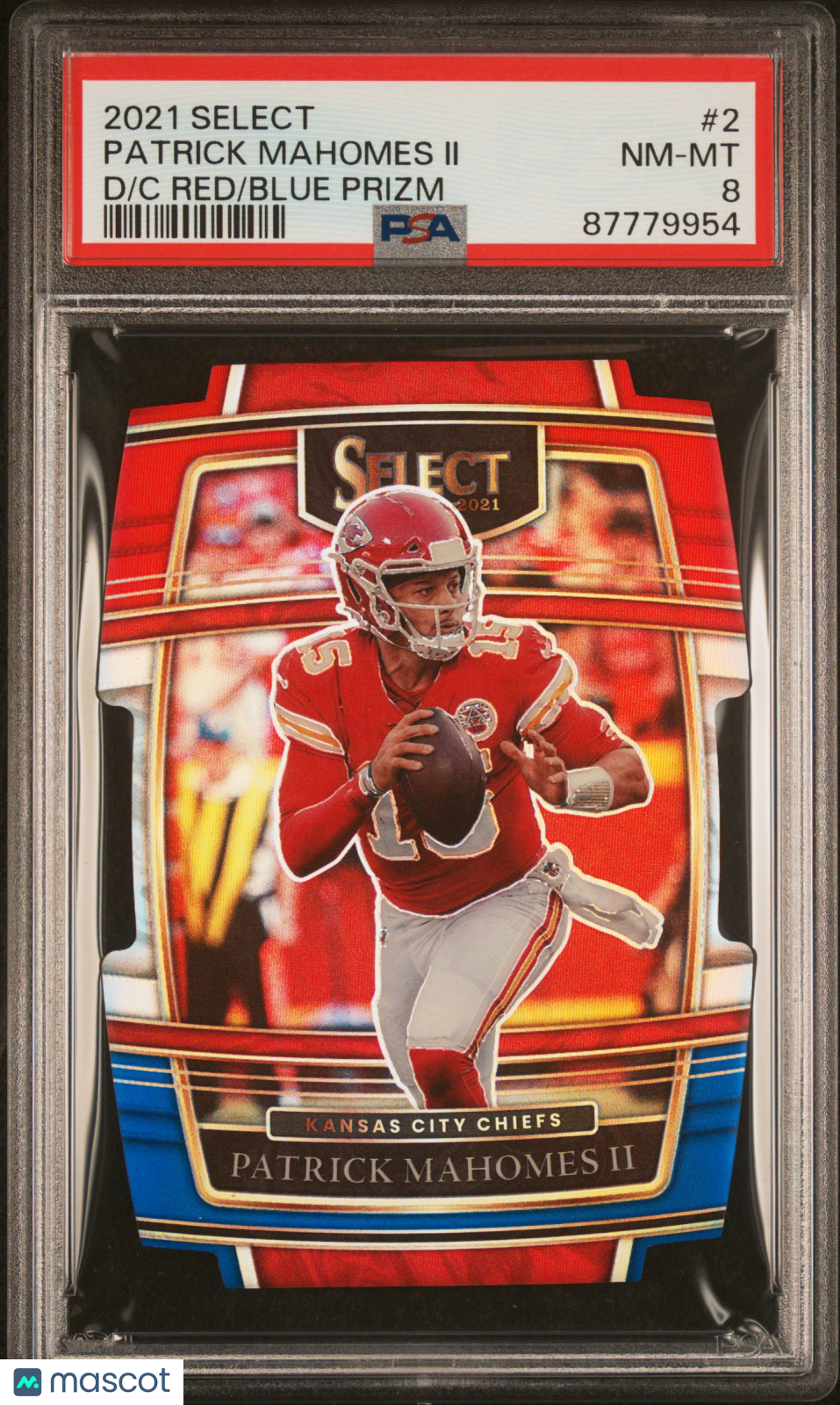 2021 Panini Select Patrick Mahomes II Die-Cut Red Blue Prizm #2 PSA 8