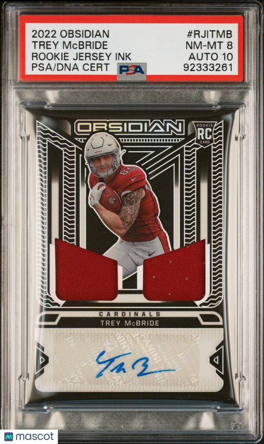 2022 Panini Obsidian Trey Mcbride Rookie Jersey Ink /175 #RJITMB PSA 8/10