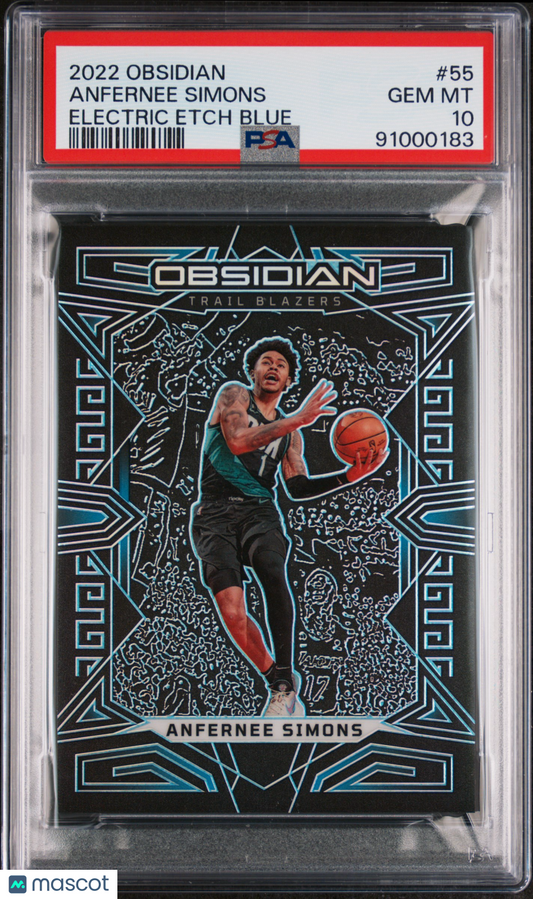 2022 Panini Obsidian Anfernee Simons Electric Etch Blue /30 #55 PSA 10