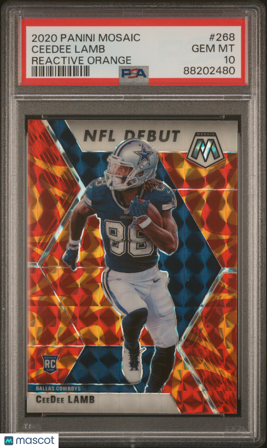 2020 Panini Mosaic Ceedee Lamb Reactive Orange RC #268 PSA 10
