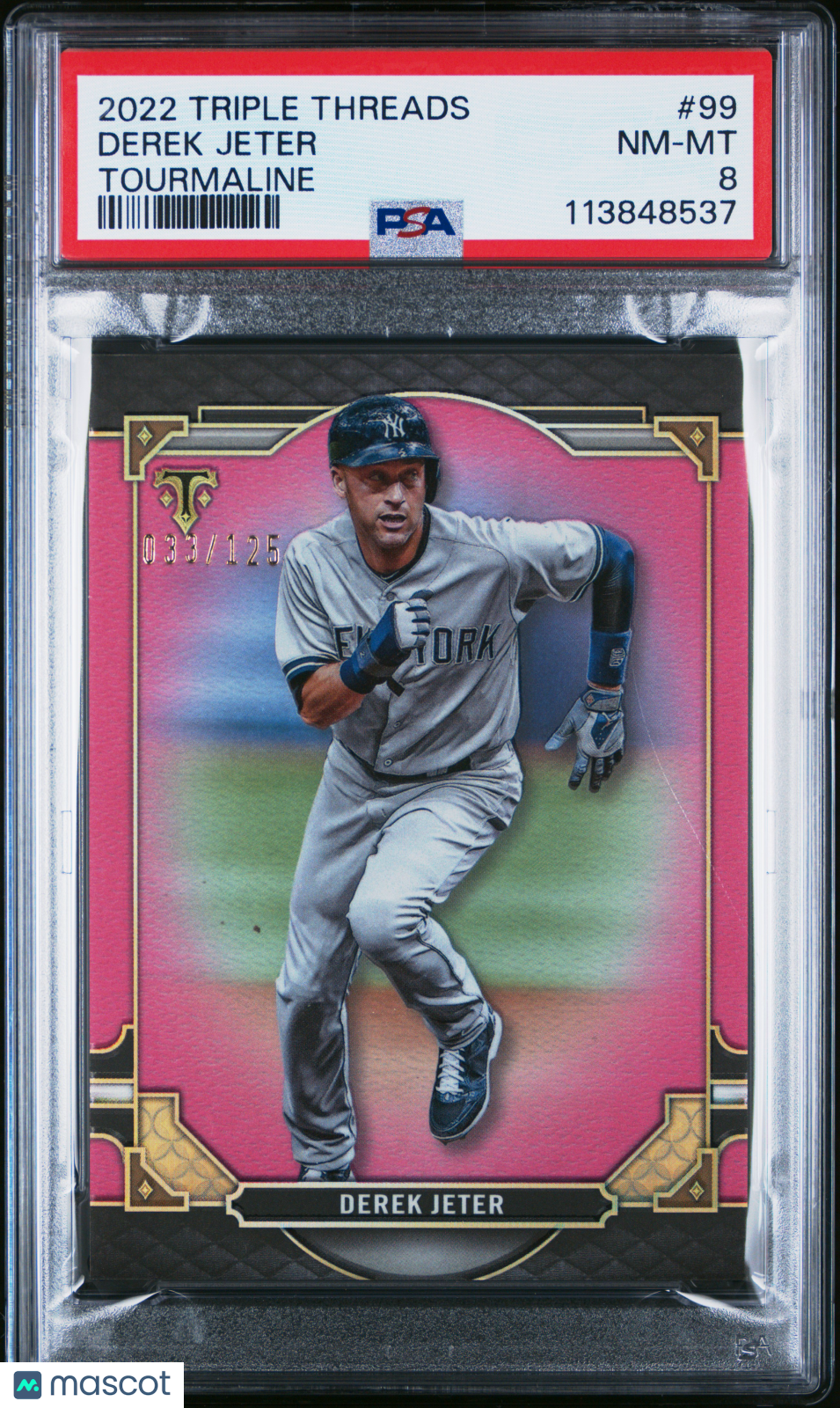 2022 Topps Triple Threads Derek Jeter Tourmaline 033/125 #99 PSA 8
