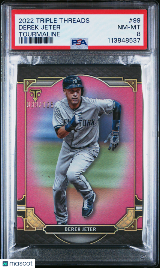 2022 Topps Triple Threads Derek Jeter Tourmaline 033/125 #99 PSA 8