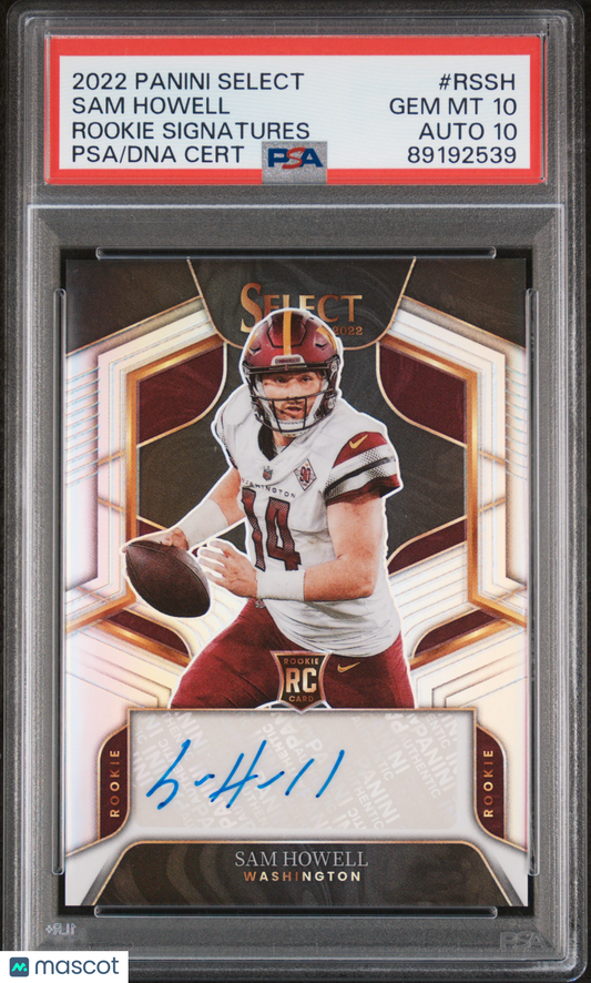 2022 Panini Select Sam Howell Rookie Signatures /199 RC #RSSH PSA 10