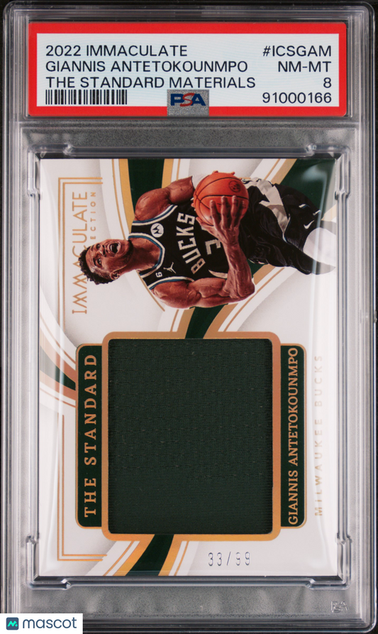 Giannis Antetokounmpo 2022 Panini Immaculate The Standard Materials /99 PSA 8