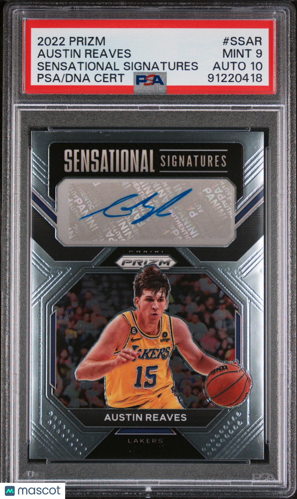 Austin Reaves 2022 Panini Prizm Sensational Signatures #SSAR PSA 9 Auto 10