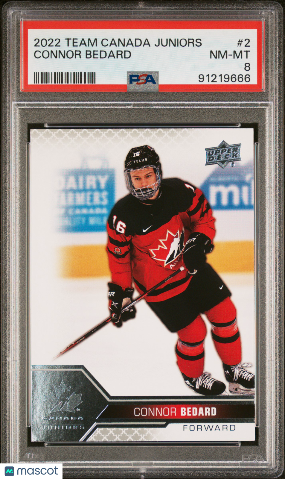 2022 Upper Deck Team Canada Juniors Connor Bedard #2 PSA 8