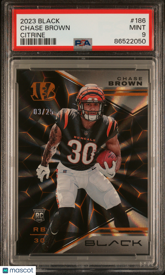 2023 Panini Black Chase Brown Citrine /25 #186 PSA 9