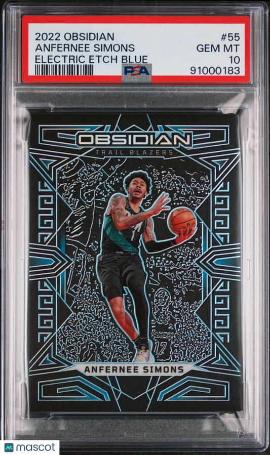 Anfernee Simons 2022 Panini Obsidian Electric Etch Blue /30 #55 PSA 10