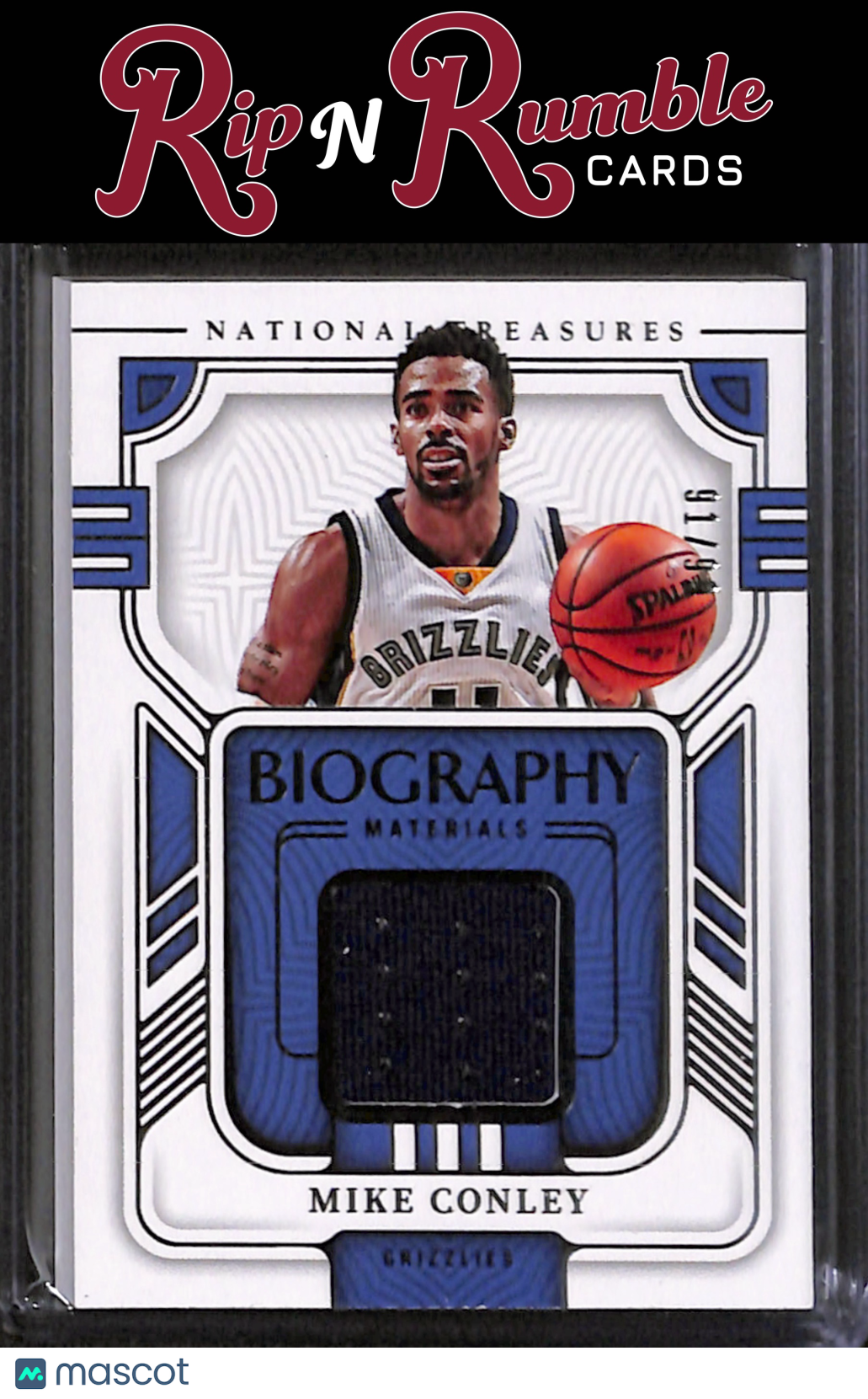 2022-23 Panini National Treasures Mike Conley Biography Materials /99 #BGM-MIK