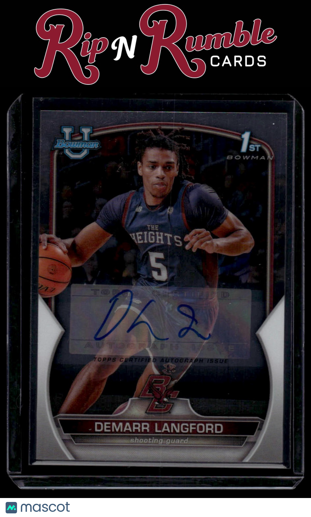 2022-23 Bowman University Chrome Demarr Langford Chrome Prospect Autographs #53