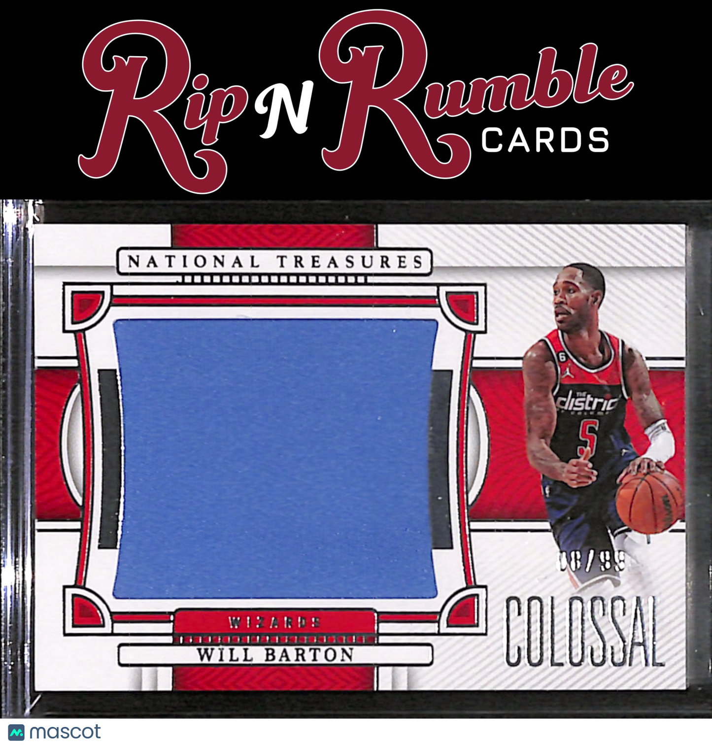 2022-23 Panini National Treasures Will Barton Colossal Materials /99 #CM-WBW