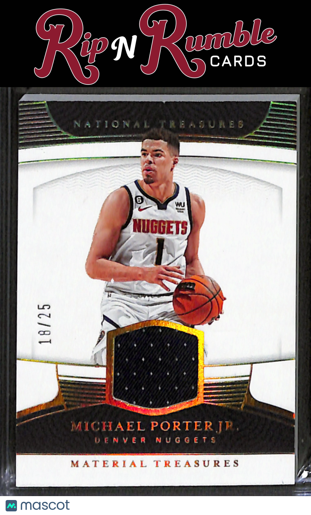 2022-23 National Treasures Michael Porter Jr. Material Treasure Prime /25