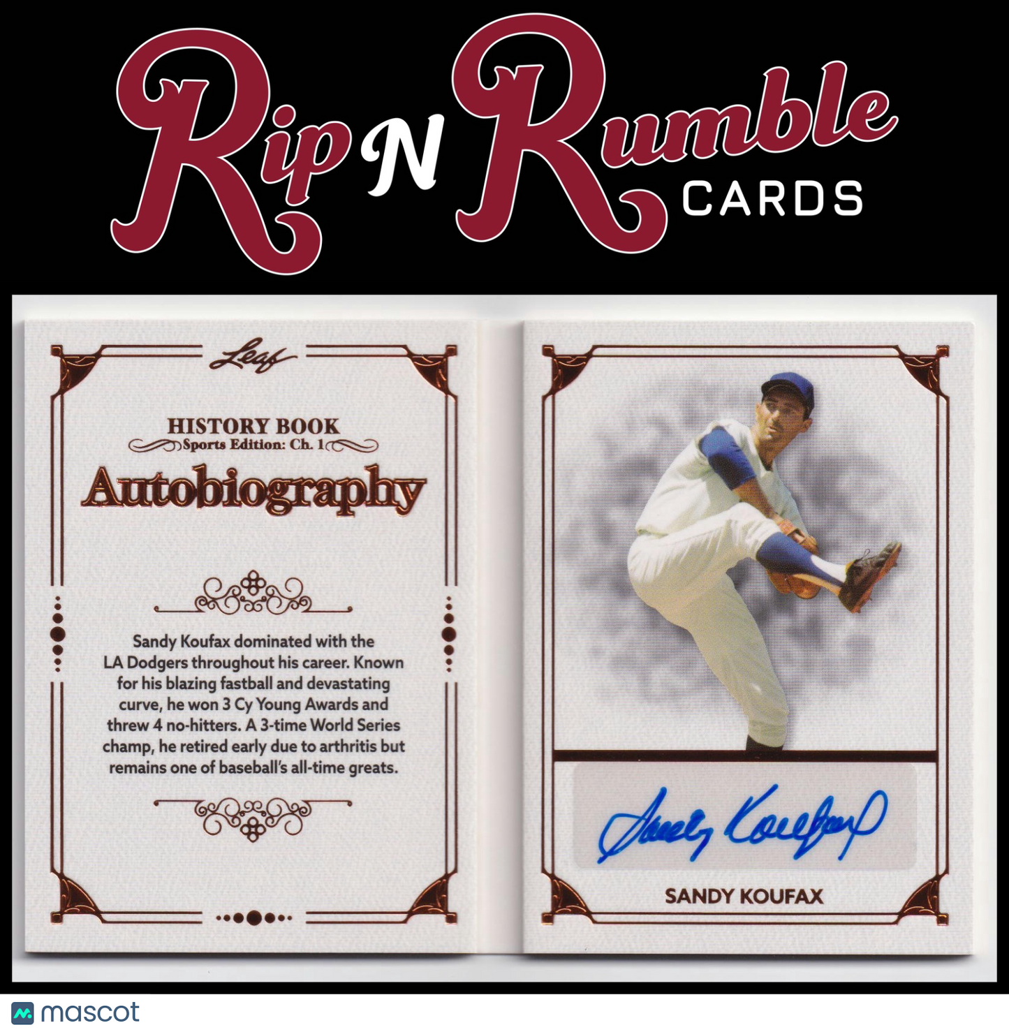 2023-24 History Book Chapter 1 Sandy Koufax Autobiography Bronze Holo Foil /25