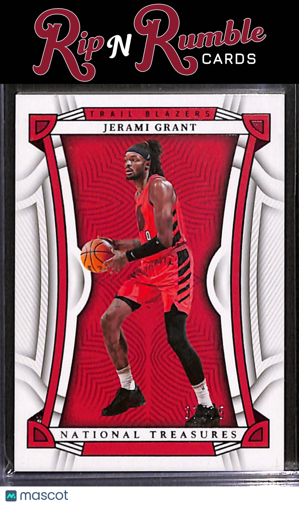 2022-23 National Treasures Jerami Grant Red /75 #98