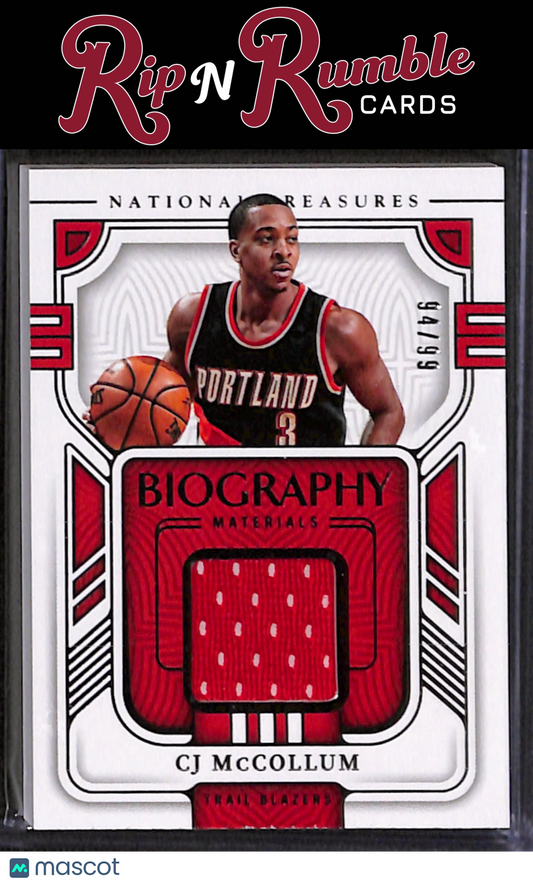 2022-23 National Treasures CJ McCollum Biography Materials /99 #BGM-MCC