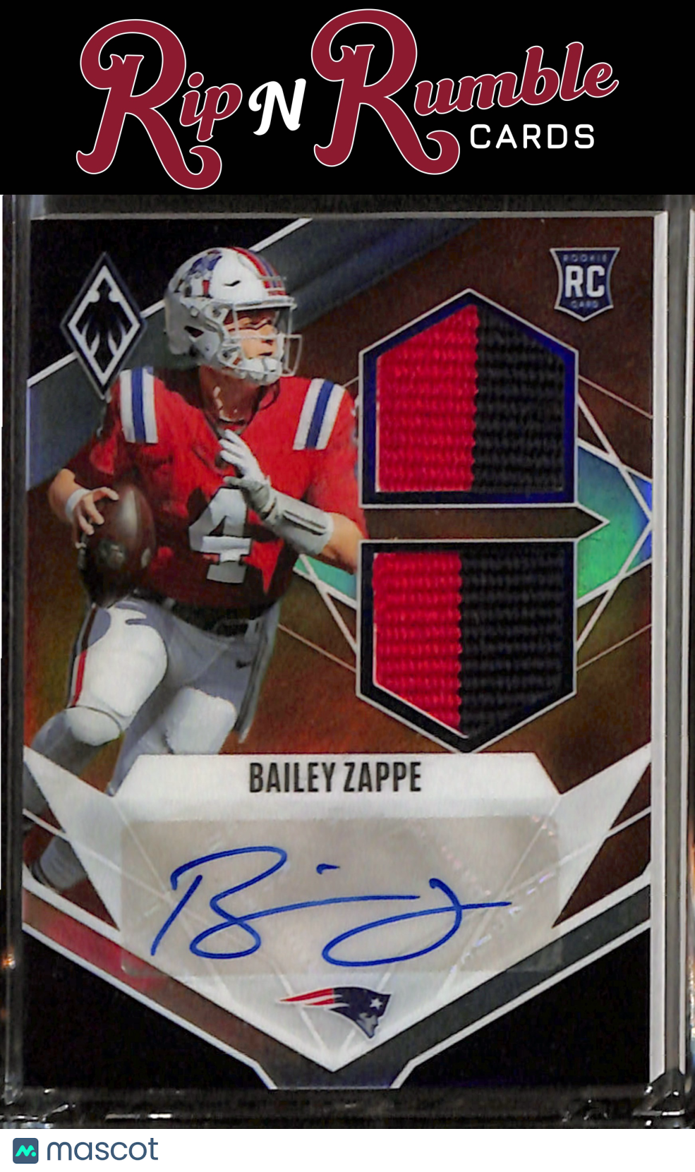 2022 Panini Phoenix Bailey Zappe Rookie Auto Dual Jersey Orange /125 #RAD-BZ