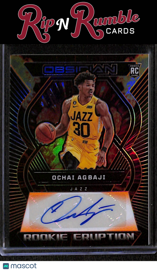 2022-23 Obsidian Ochai Agbaji Rookie Eruption Autos Electric Etch Orange /50