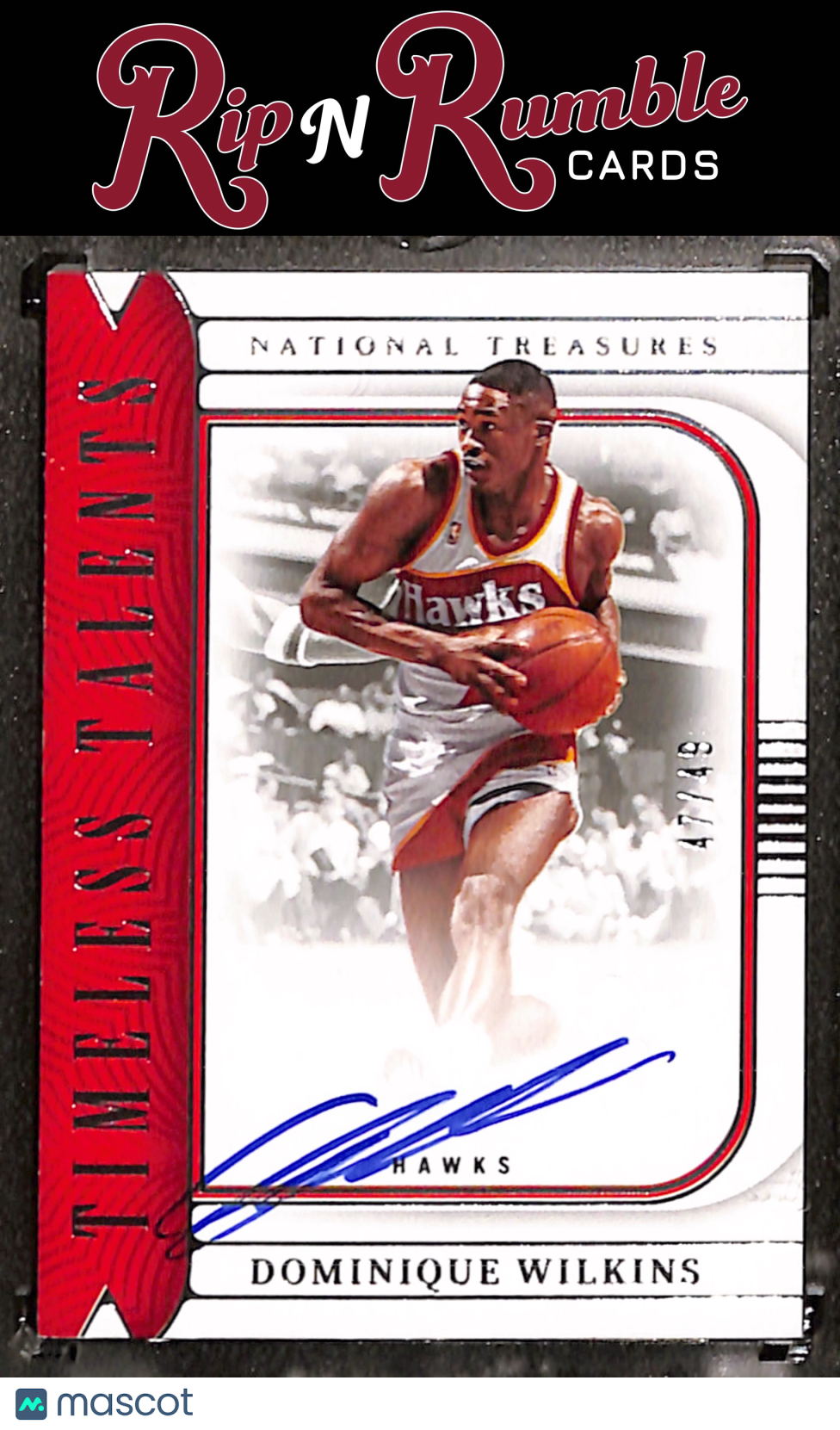 2022-23 National Treasures Dominique Wilkins Timeless Talents Signatures /49