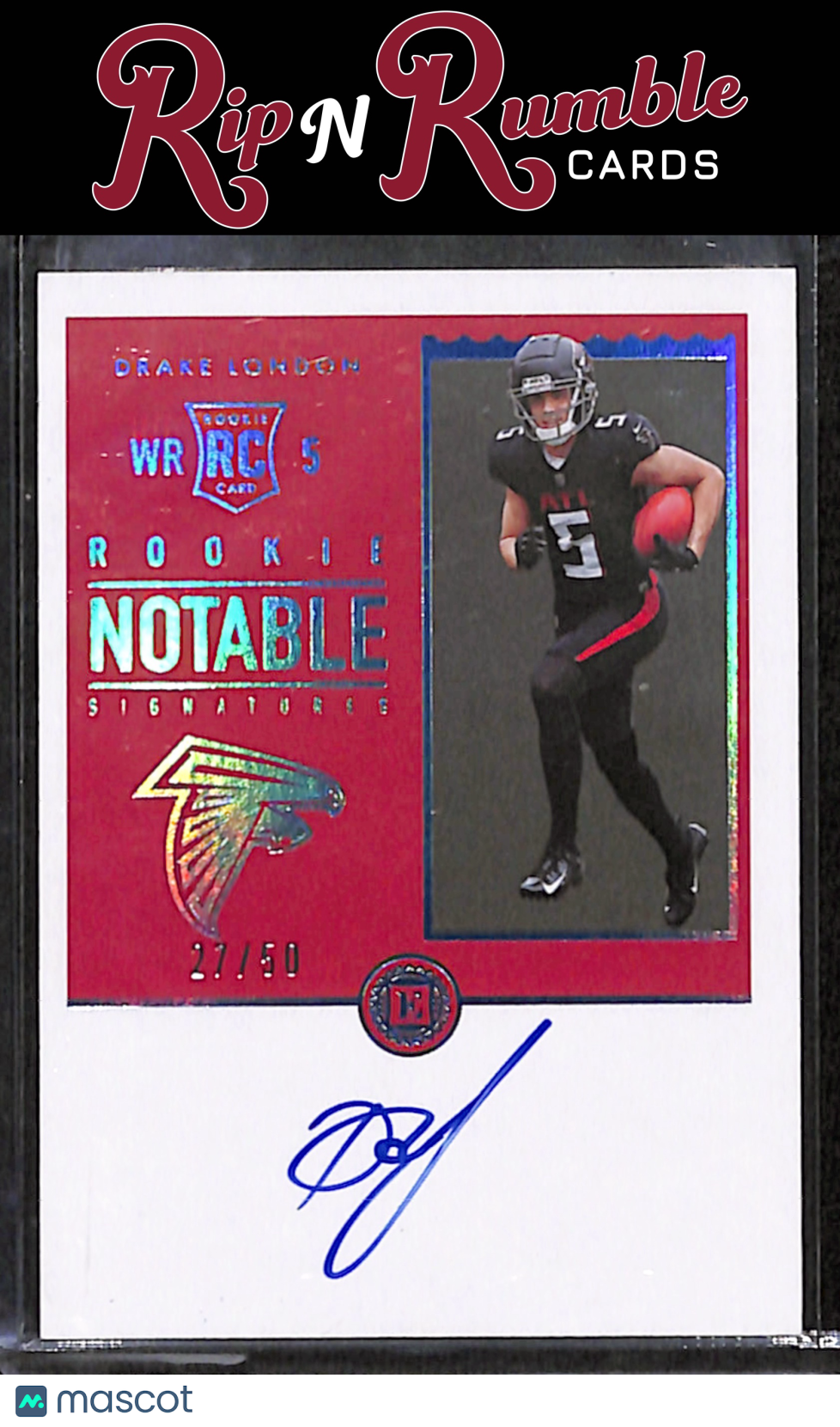 Drake London 2022 Panini Encased Rookie Notable Signatures Sapphire /50 #RNS-DL